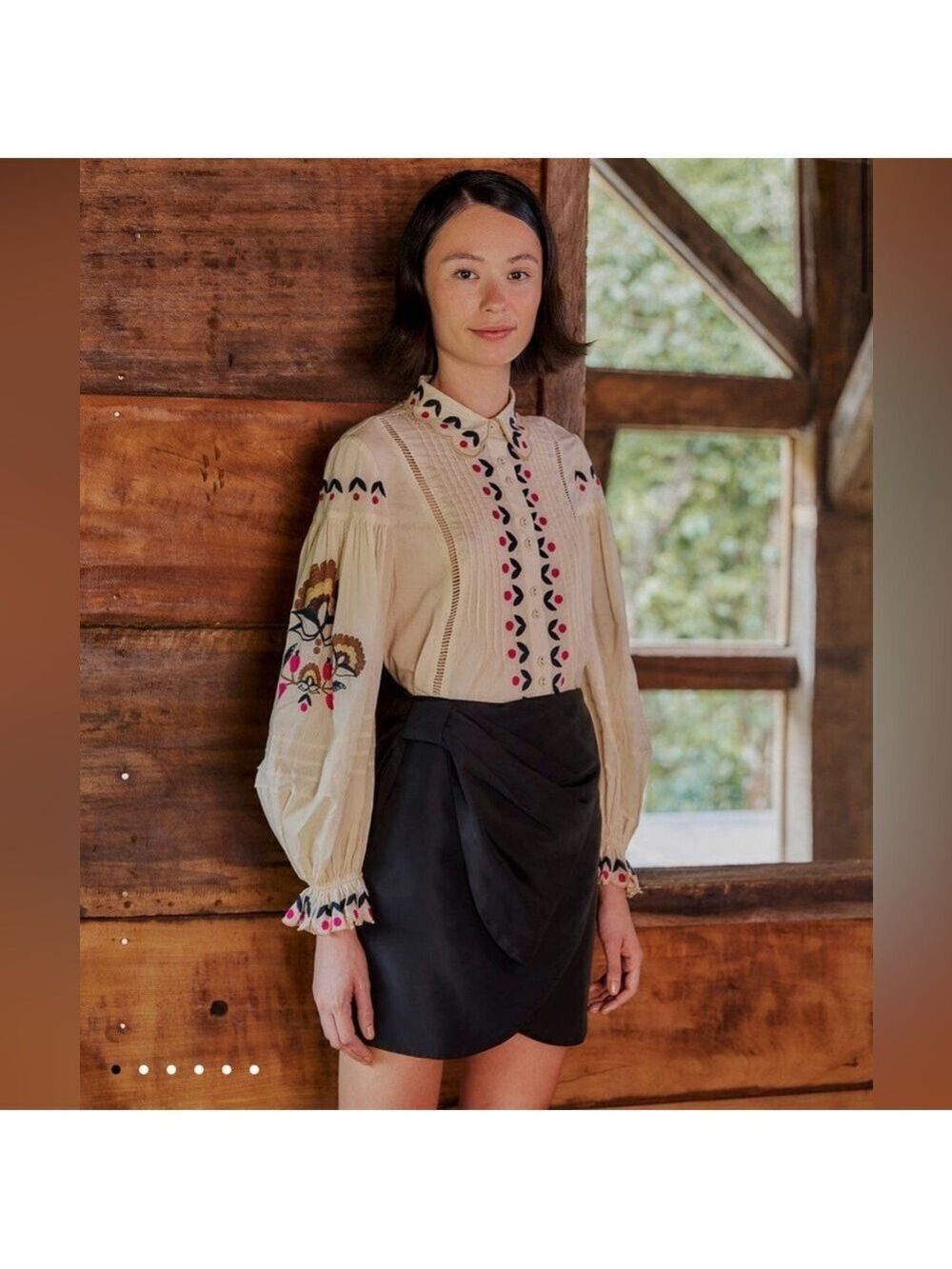Farm Rio Black Taffeta Mini Skirt